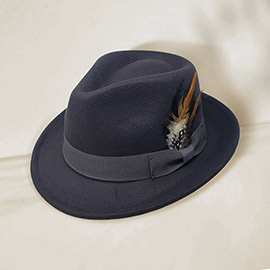 Feather Bow Pointed Band Pork Pie Hat