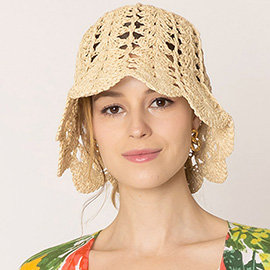 Open Weave Straw Bucket Hat
