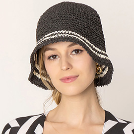 Stripe Straw Bucket Hat