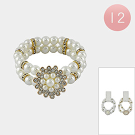 12PCS - Pearl Flower Pointed Stretch Bracelets