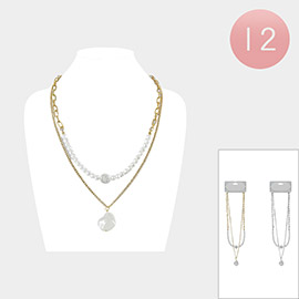 12PCS - Pearl Pointed Double Layered Necklaces