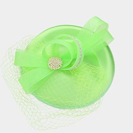 Pearl Brooch Pointed Mesh Bow Fascinator / Headband