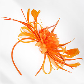 Flower Mesh Bow Feather Headband