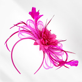 Flower Mesh Bow Feather Headband