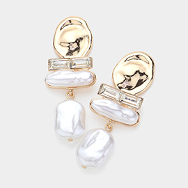 Pearl Accented Abstract Dangle Earrings