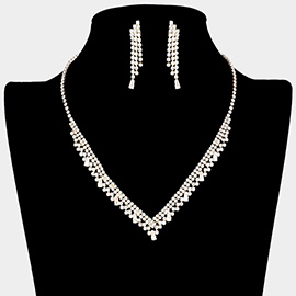 CZ Rhinestone Paved V Shaped Necklace