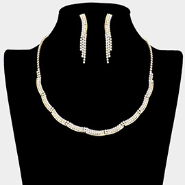 Rhinestone Paved Wavy Necklace