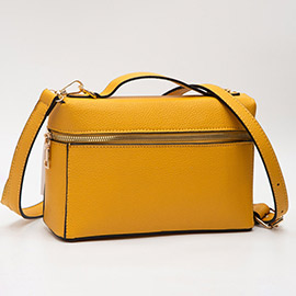 Faux Pebble Leather Box Hand Bag / Crossbody Bag