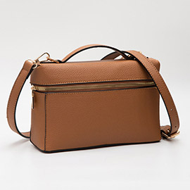 Faux Pebble Leather Box Hand Bag / Crossbody Bag