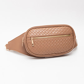 Faux Braided Leather Mini Sling Bag