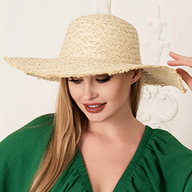 Frayed Edged Straw Sun Hat