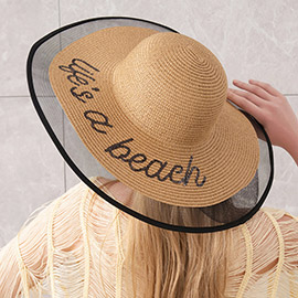 Life is a beach Message Mesh Brim Straw Sun Hat