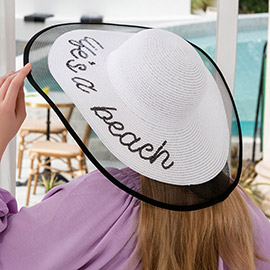 Life is a beach Message Mesh Brim Straw Sun Hat