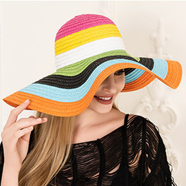 Color Block Floppy Straw Sun Hat