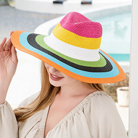 Color Block Straw Sun Hat