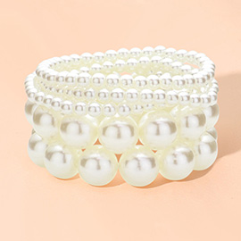 5PCS - Pearl Beaded Multi Layered Stretch Bracelets