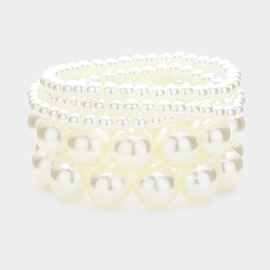 5PCS - Pearl Beaded Multi Layered Stretch Bracelets