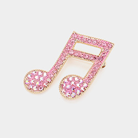 Stone Embellished Musical Note Pin Brooch