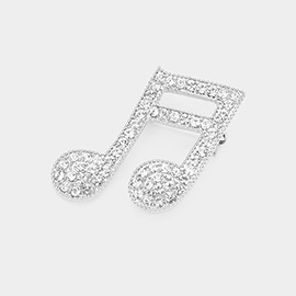 Stone Embellished Musical Note Pin Brooch