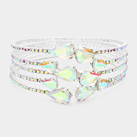 Teardrop Stone Tip Embellished Adjustable Evening Bracelet