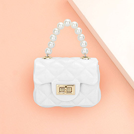 Pearl Top Handle Jelly Mini Flap Purse / Crossbody Bag