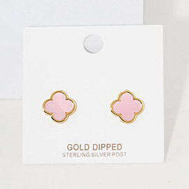 Gold Dipped Quatrefoil Stud Earrings