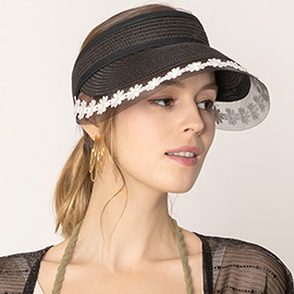 Flower Lace Pointed Straw Sun Visor Hat