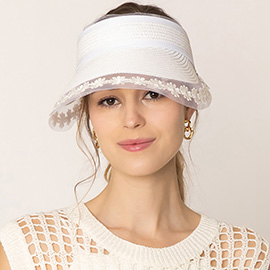 Flower Lace Pointed Straw Sun Visor Hat