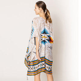 Aztec Print Kimono Poncho