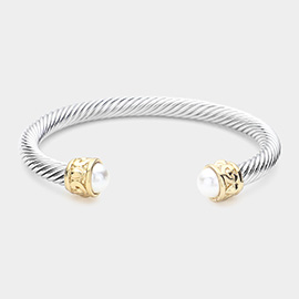 Pearl Stone Tip Cuff Bracelet
