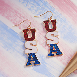 Hypoallergenic American USA Letter Dropdown Earrings