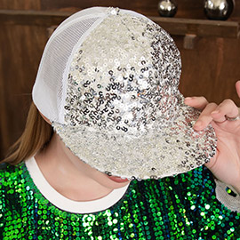 Bling Sequin Mesh Back Baseball Cap