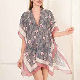 Floral Pattern Kimono Poncho