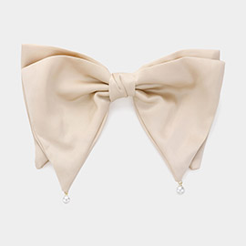 Pearl Tip Pointed Oversized Satin Bow Barrette