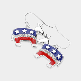 American USA Democrat Donkey Dangle Earrings