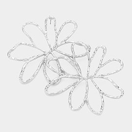 Textured Metal Wire Flower Earrings