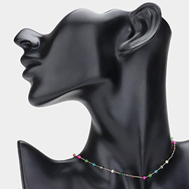 Multi Beads Station Choker Necklace