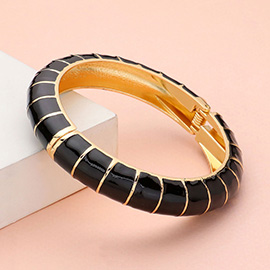 Enamel Bamboo Hinged Bangle Bracelet