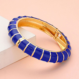 Enamel Bamboo Hinged Bangle Bracelet