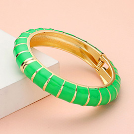 Enamel Bamboo Hinged Bangle Bracelet