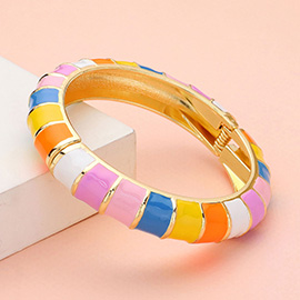 Enamel Bamboo Hinged Bangle Bracelet