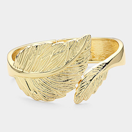 Metal Leaf Hinged Bangle Bracelet