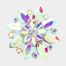 Marquise Stone Accented Flower Pin Brooch