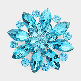 Marquise Stone Accented Flower Pin Brooch