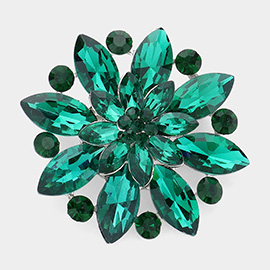 Marquise Stone Accented Flower Pin Brooch