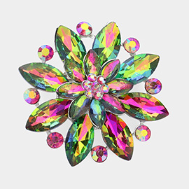 Marquise Stone Accented Flower Pin Brooch