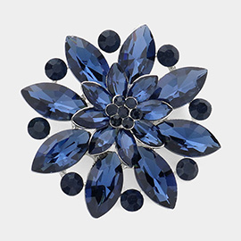 Marquise Stone Accented Flower Pin Brooch