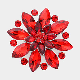 Marquise Stone Accented Flower Pin Brooch