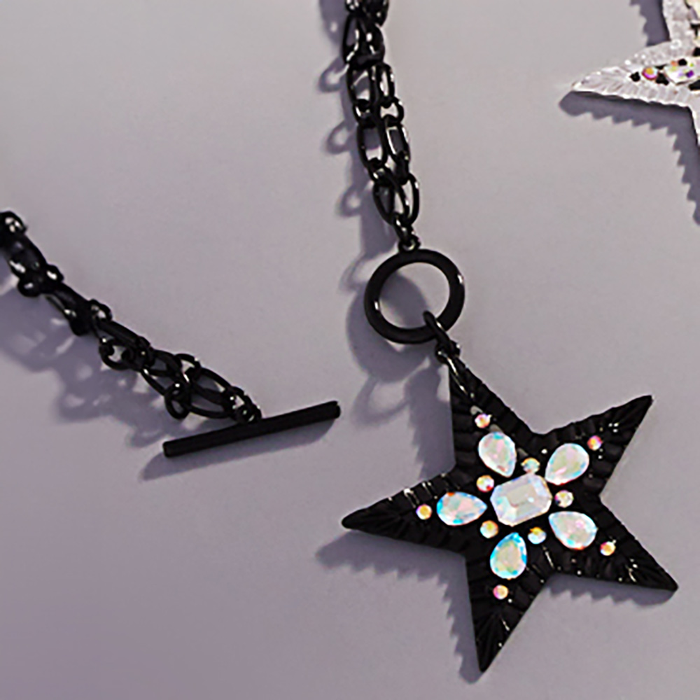Stone Embellished Star Pendant Toggle Necklace