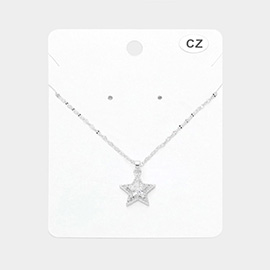 CZ Stone Paved Star Pendant Necklace